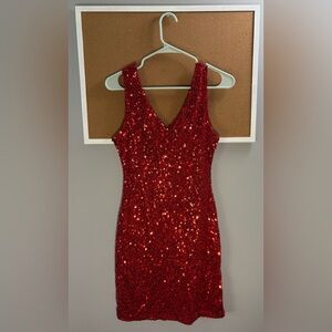 NEW WITH TAGS - Red Sequin Thick Strap Dress